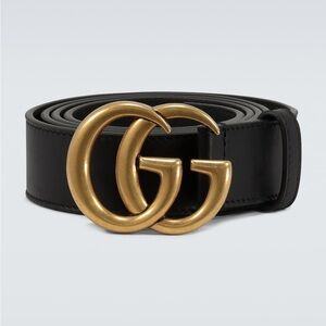 Gucci Black Belt with Gold GG Buckle